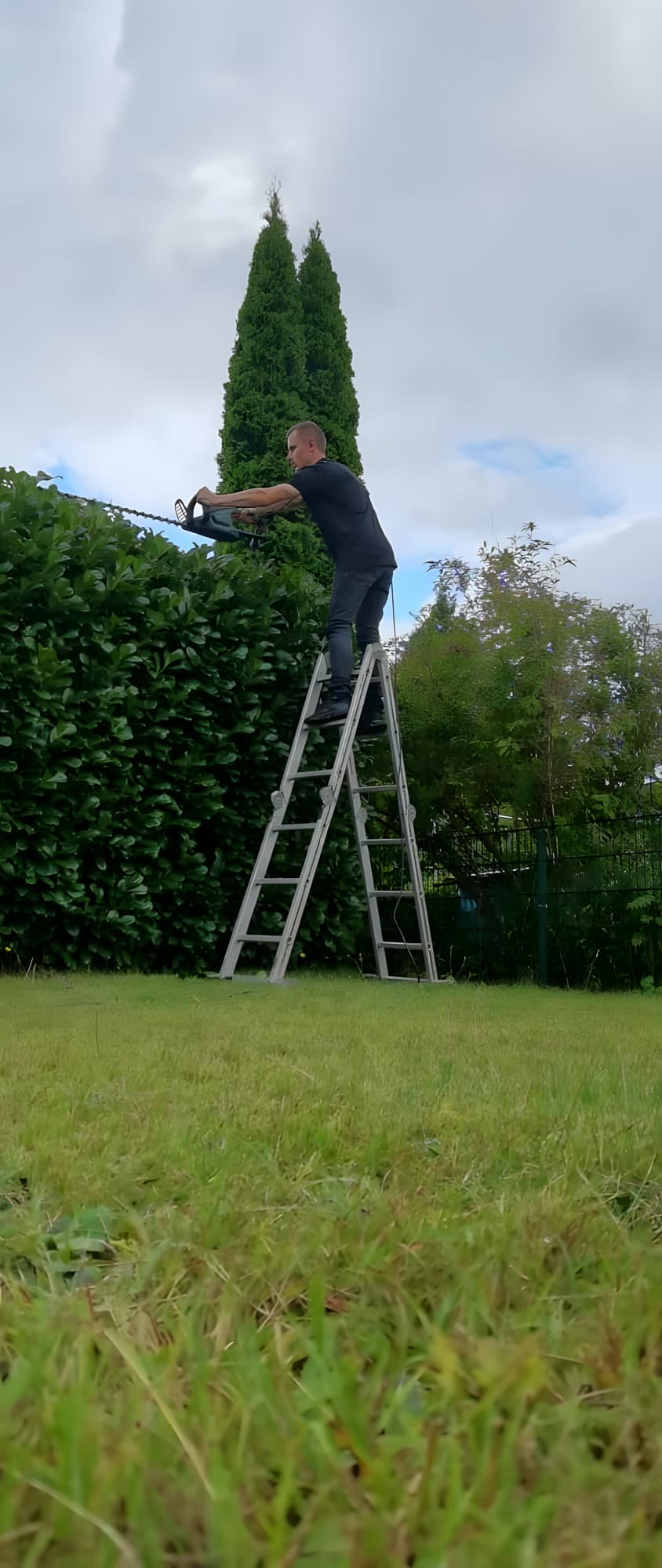 Eugen bei der Heckenpflege